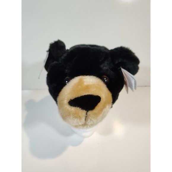 Wild Republic Plush Black Bear Hat Elastic Strap Youth O/S Adult Small NWT - Picture 1 of 7